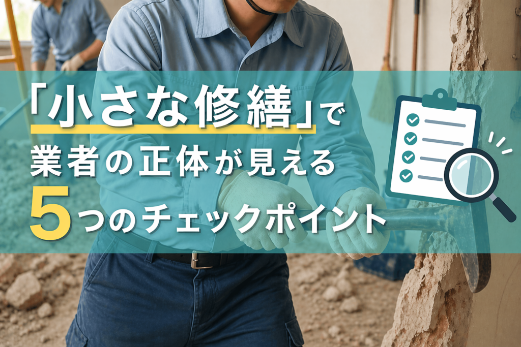 「小さな修繕」で業者の正体が見える5つのチェックポイント