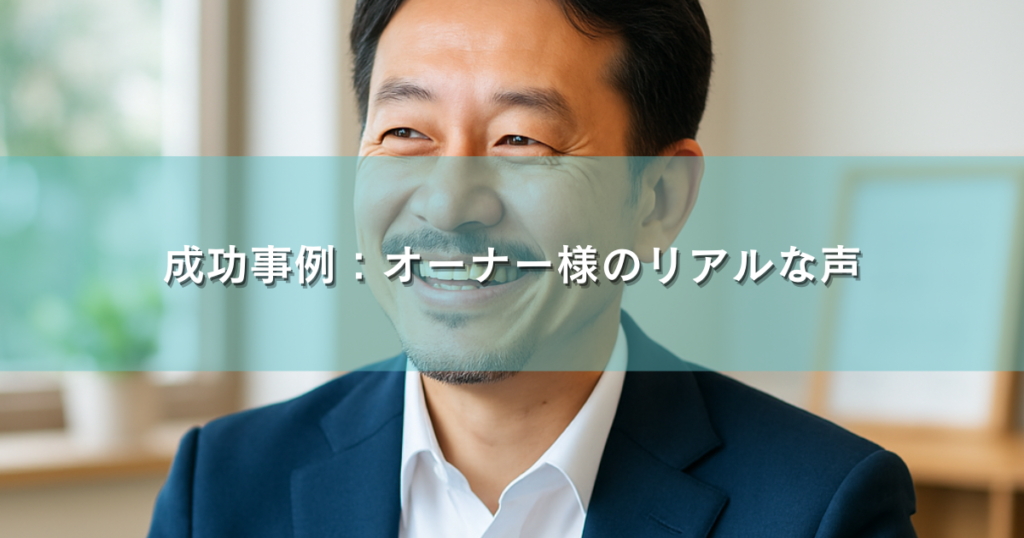 成功事例：オーナー様のリアルな声